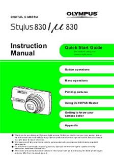 Olympus Mju Digital 830 manual. Camera Instructions.